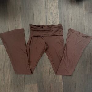 Streetwear Society Brown Foldover Flare Leggings